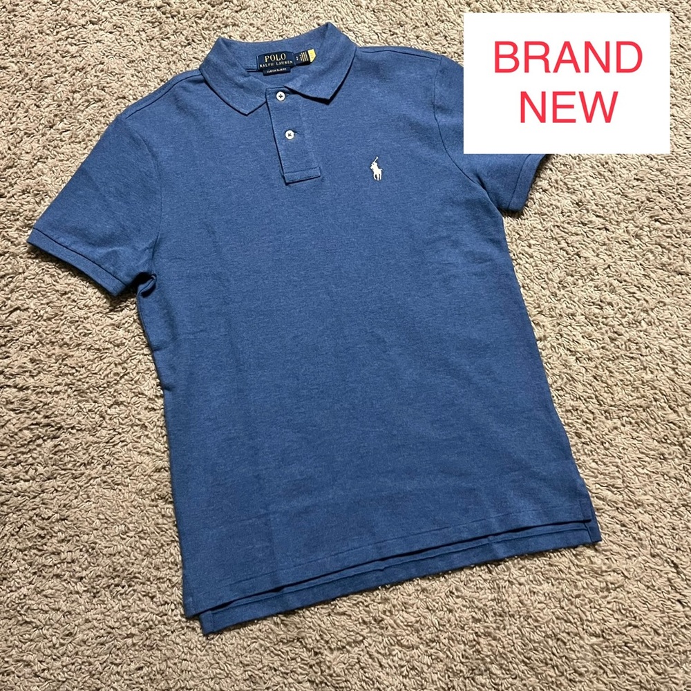 Ralph Lauren Short Sleeve Mesh Heather Blue Polo Men’s Sz Small Custom Slim Fit